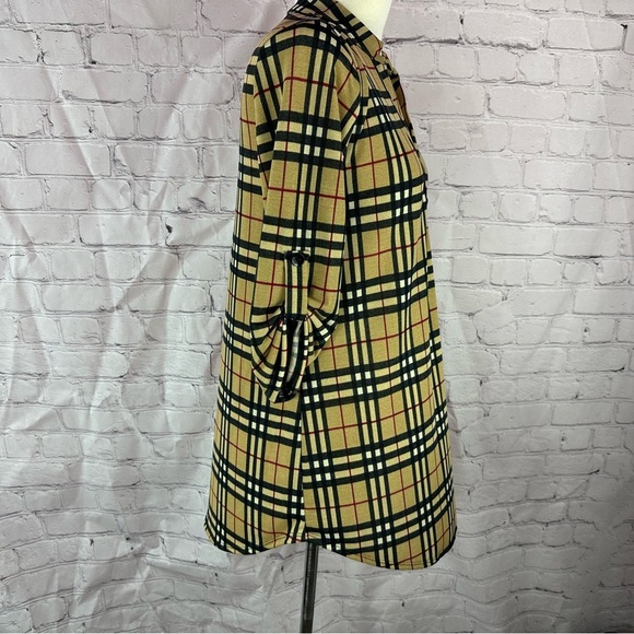 NWT boutique classic tartan plaid check tunic blouse mandarin collar classic - Picture 2 of 10